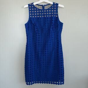 Lauren Ralph Lauren Afiya Lace Sheath Dress Woman’s Sz 10 Cocktail Royal Blue